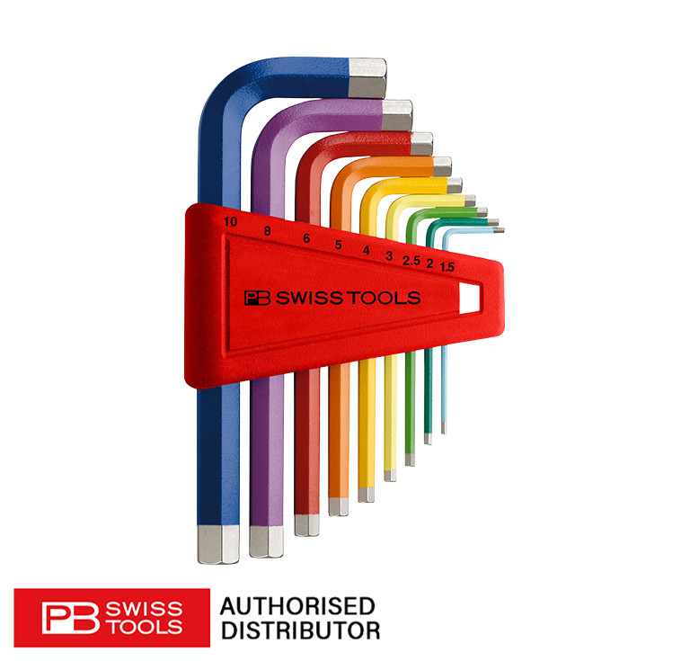PB Swiss 210.H-10 RB 9 Piece RainBow Hex Key Set 1.5-10mm