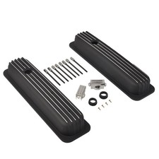 Black Aluminum Short Valve Covers For Small Block Chevy 350 5.0l 5.7l 1987-1997