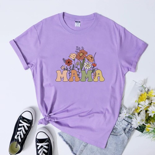 Retro Floral Mama T-Shirt Cute Mother's Day Gift, Color Options - 第 116/122 張圖片