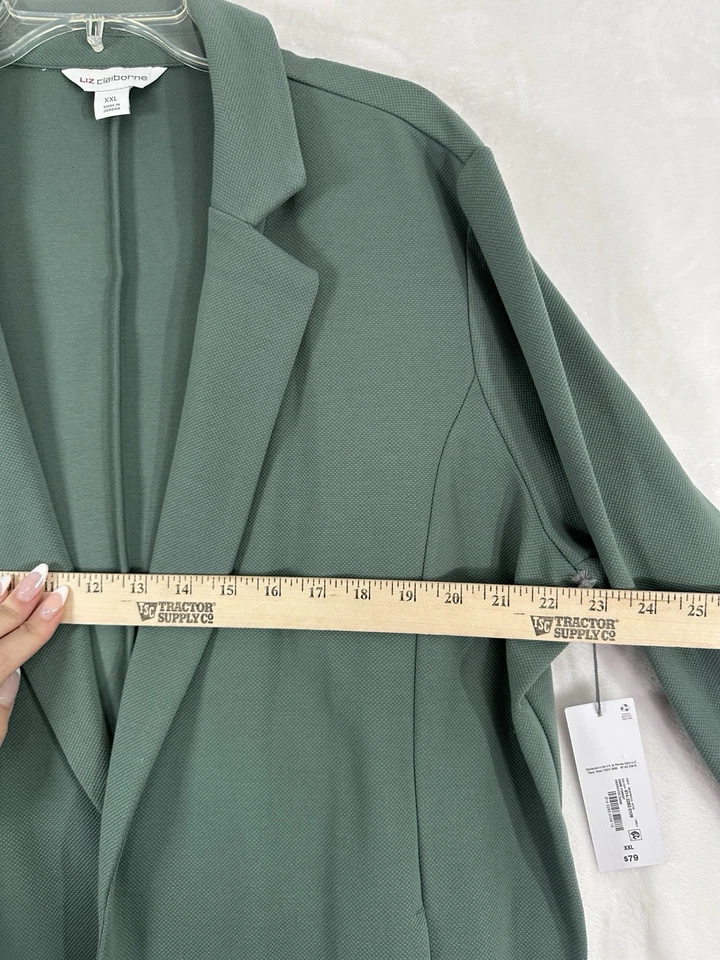 Nueva Chaqueta Blazer Liz Claiborne XXL Verde Salvia Frente Abierto Calce Clásico Nueva con Etiquetas Foto 4 de 4
