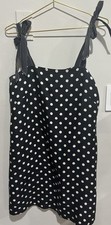 J.CREW Black White Polka Dot Mini Dress Sleeveless Square Neck 10 NWT (1A)b