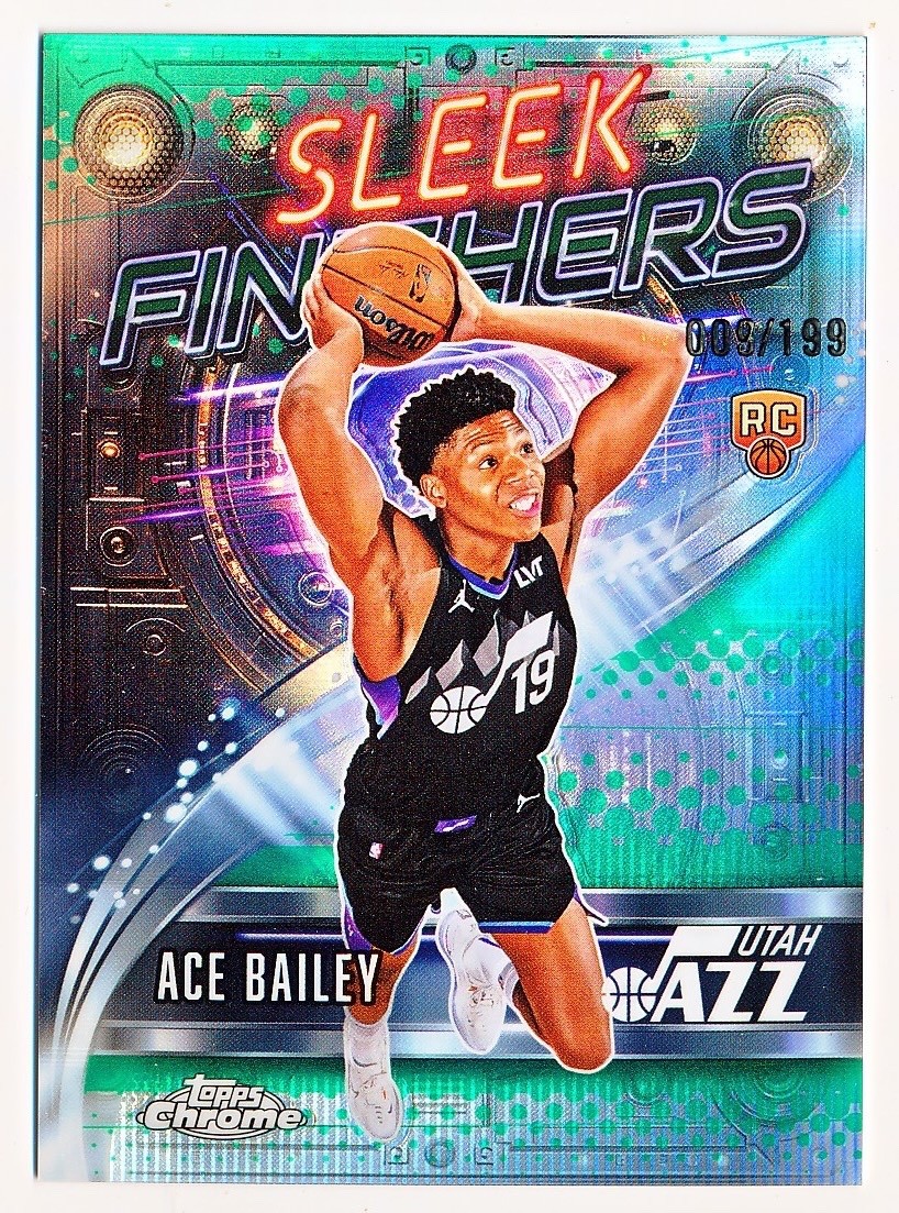 2025-26 Topps Chrome Ace Bailey Sleek Finishers Aqua Refractor Rc #SF-25 /199