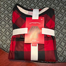 Wondershop Kids 1-Piece Sleepwear Size 10 Red/Black Plaid Polyester LS