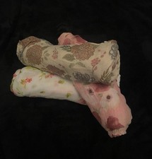 Three large floral muslin swaddles / receiving blankets Baby Girl Infant