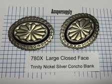 TRINITY CONCHO Blank 780X LG. NICKEL SILVER VINTAGE No Backing USA Leather NEW