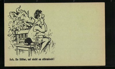 AK Oh sweetie, don't be so stormy, woman is kissed by the bull 