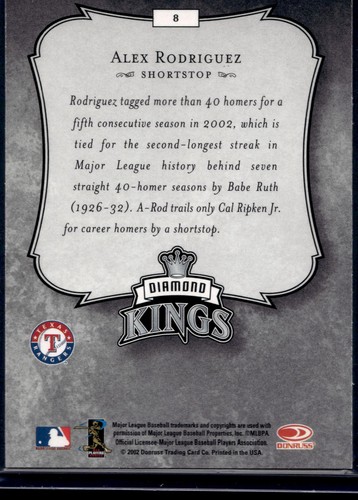 2003 Donruss #8 Alex Rodriguez NM - Picture 2 of 2