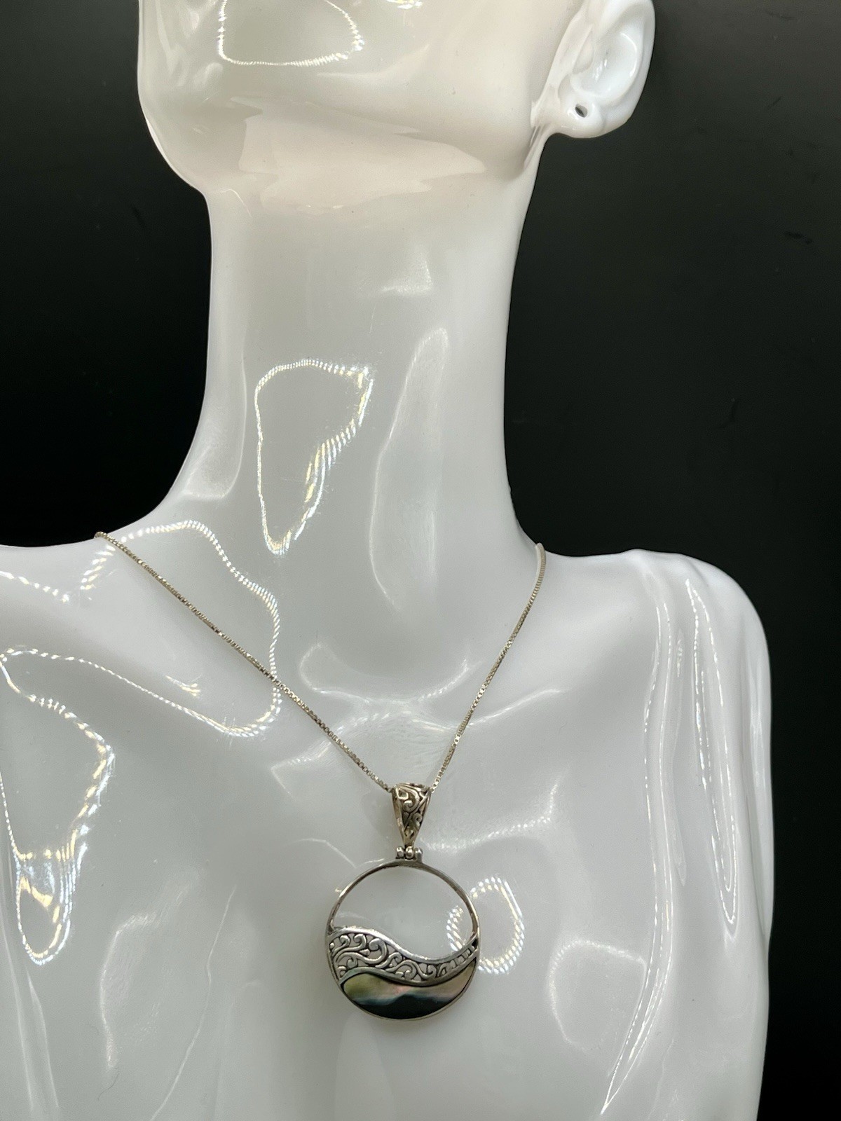 Paua Abalone Shell Sterling Silver Wave Scroll Wo… - image 11