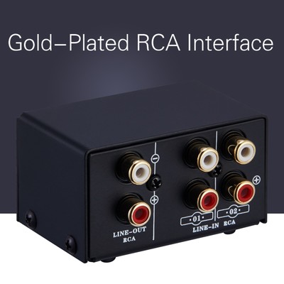 Black 2-Way RCA Stereo Audio Switch Signal Source Switcher Selector Splitter Box