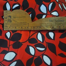 Two Yards Michael Miller Fabric Patt # cx 3602 " LAUGHING LEAF " Red White Black