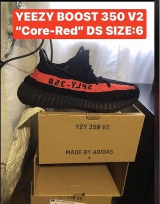 Adidas Yeezy Boost 350 V2  CORE BLACK RED  Size:6 STYLE:BY9612.