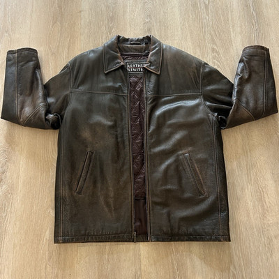Leather Limited Men's Brown Leather Zip Front Lined Short Jacket Classic Fit L