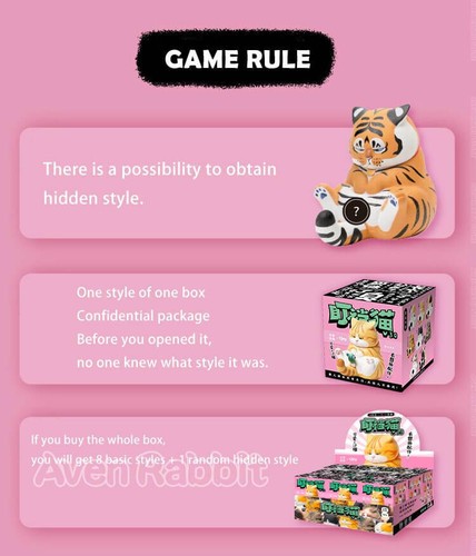 Lindo aturdimiento gato tigre panda caja ciega arte juguete figura muñeca - 1 pieza o juego - Imagen 9 de 19