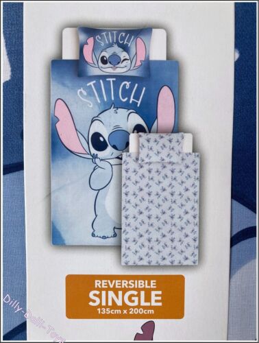 Juego de cama reversible con funda nórdica y funda de almohada individual Disney Stitch azul Lilo NUEVO - Imagen 10 de 20