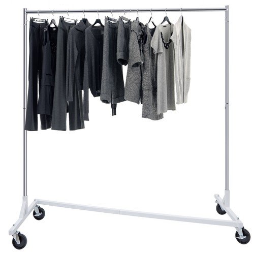 Commercial Garment Rack Rolling Z-Base Clothes Rack Storage Garment Shelf Silver - Picture 5 of 12