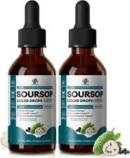2-Pack Soursop Graviola Liquid Drop Elderberry & Lion Mane Mushroom, 4oz total