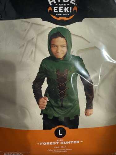 FOREST HUNTER Costume Robin Hood Halloween Costume Kids Size Large 10/12 - Picture 2 of 3