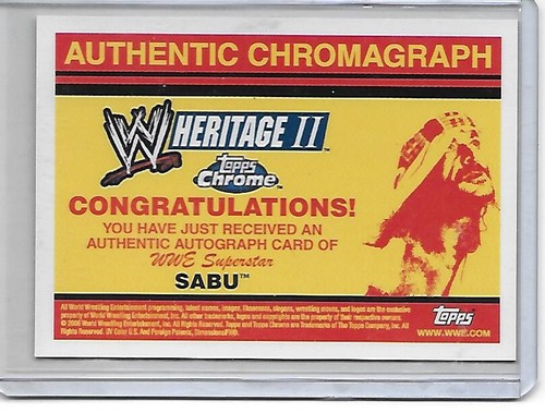 SABU 2006 Topps Chrome WWE Heritage II autografo cromatografo autentico - Foto 5 di 5