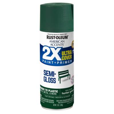 All Surfaces 2X Ultra Cover Semi-Gloss Hunter Green Spray Paint & Primer 12 Oz