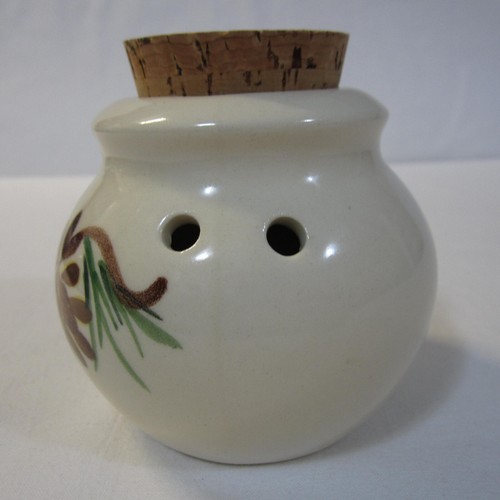 Emerson Creek Pottery Garlic Jar Pinecone Design Cork Lid 2014 Made in Virginia - Picture 2 of 6