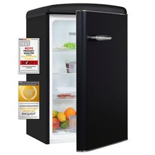 Exquisit Retro-Kühlschrank RKS120-V-H-160E mattschwarz | Nutzinhalt: 122 L | LED