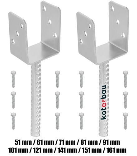 KOTARBAU® 2er Set Pfostenträger zum einbetonieren Feuerverzinkt Stahl Betonanker