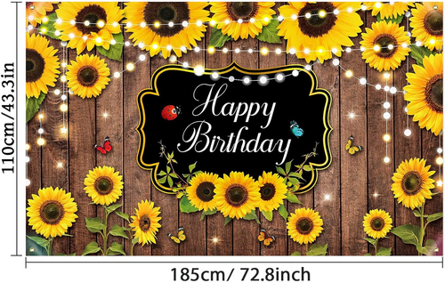 Sunflower Happy Birthday Party Decorations Rustic Wood Photography Butterfly Sun - Picture 2 of 12