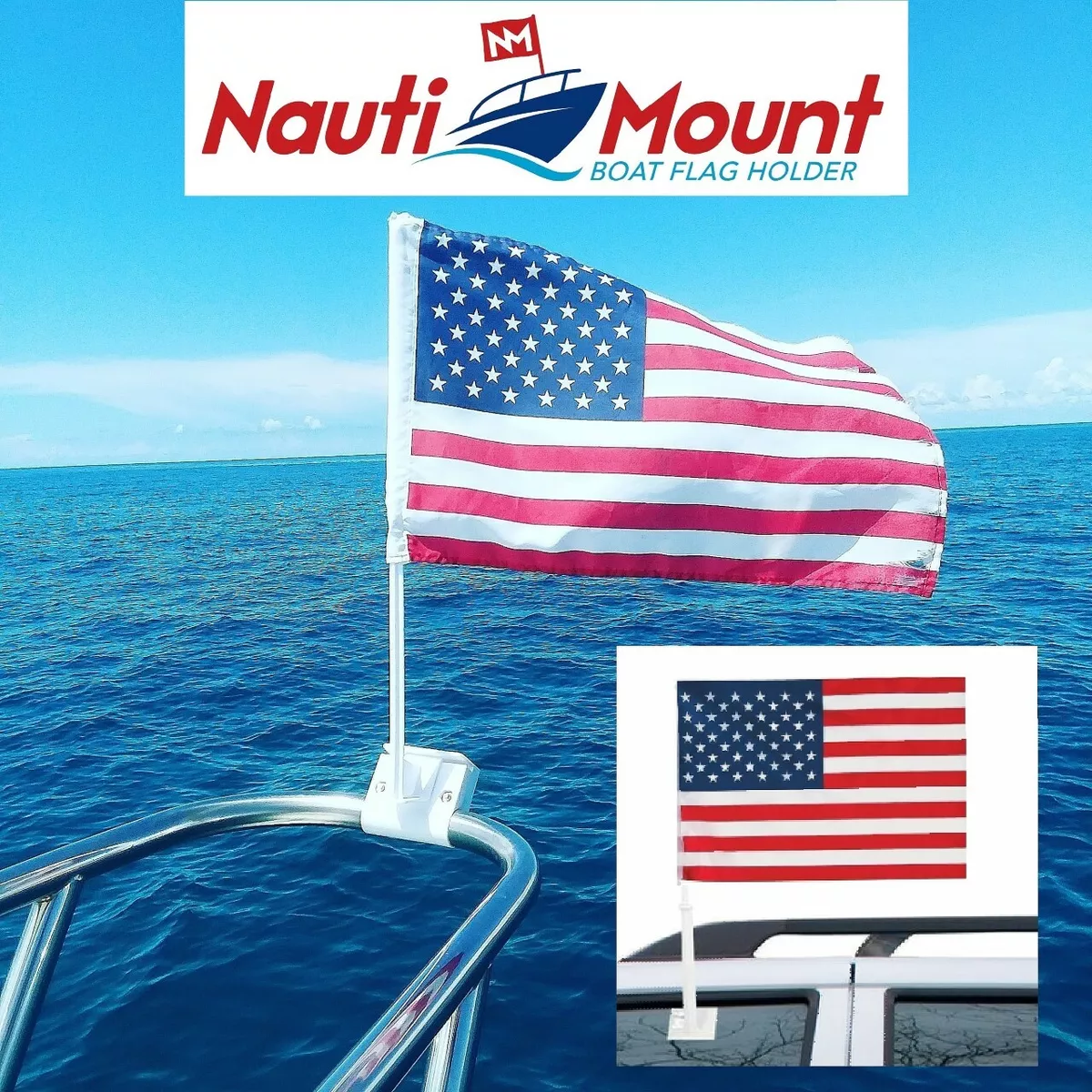 Boat Flag Pole Holder for Car Flag Black 2 Pack Nauti Mount eBay