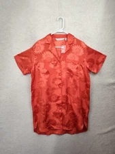 Victoria Secret Women Robe Small Orange Floral 100% Polyester Short Sleeve Shirt
