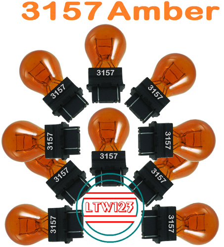(10) 3157 LIGHT BULB AMBER SUN EAST DUAL CONTACT - Picture 3 of 4