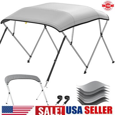 1200D 3 Bow 4 Bow Bimini Top Canopy Boat Cover Sun Shade 6ft/ 8ft with Rear Pole
