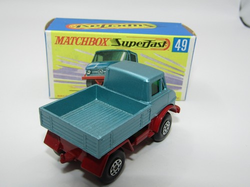 Matchbox Superfast No 49 Unimog Rare STEEL Blue SILVER Grille RED Axle VNMIB - Picture 4 of 9