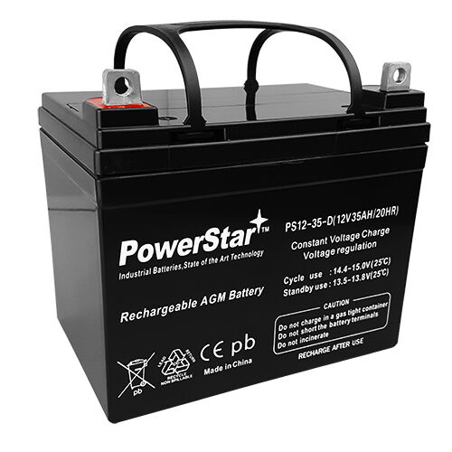 True Deep Cycle Sealed AGM Replacement Golf Cart Battery - 12 Volt 35 Amp Hour - Picture 1 of 3