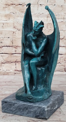 Satan Lucifer Devil Statue Bronze Satanism Baphomet Hot Cast Marble Figurine Art - Picture 3 of 10