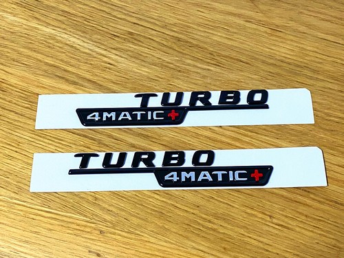 NEW Black Turbo 4MATIC+ Side Decal Badge Mercedes-Benz CLA250 CLA45S AMG W118 - Picture 2 of 5