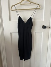Missguided Black Strappy Bodycon Dress Size 6 LBD
