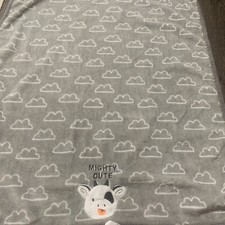 Parent  s Choice/ Walmart  Mighty Cute  Cow Clouds Gray Baby Blanket