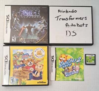 Nintendo DS Games Lot Of 4 Star Wars Build A Bear Transformers  Zhu Zhu Pets