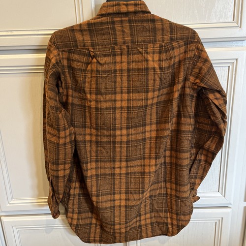 VTG Pendleton 100% Virgin Wool Brown Plaid Button Up Shirt Made USA Size 14 1/2 - Picture 5 of 6
