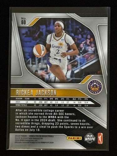 2024-25 Panini Prizm WNBA - Rookies #60 Rickea Jackson (RC) SPARKS - Picture 4 of 4