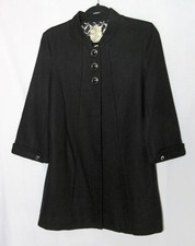 Tulle Xs Black Retro Swing Coat Button/snap Front Long Sleeve Anthropologie