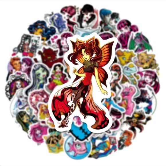 50Pcs Monster High Stickers for Water Bottle Waterproof Vinyl