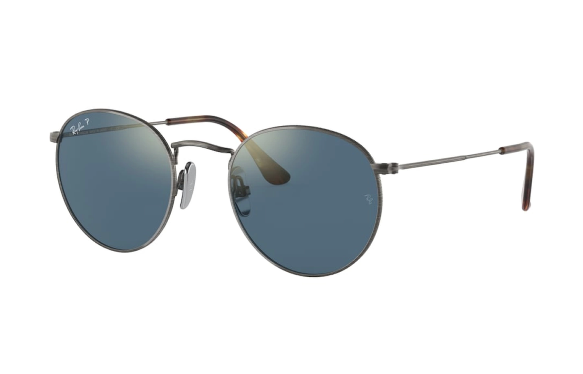 Ray-Ban TITANIUM Sunglasses RB 8247 ROUND 9208T0 Gunmetal w/ Blue