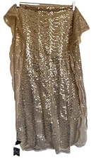 CEJON Gold Sequin Scarf - One Size - NEW w/Tags - 23x68 Rectangle Scalloped Edge