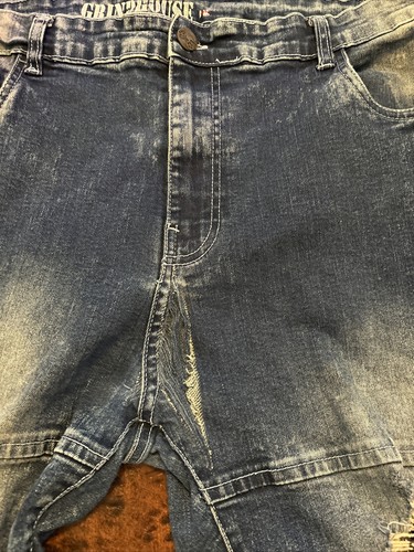 Jeans da uomo Grindhouse 40x31 denim effetto invecchiato patchwork - Foto 11 di 13