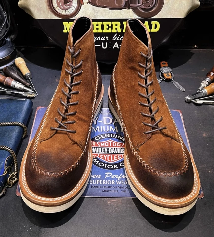 Men Handmade Goodyear Suede Genuine Leather High Top Desert Paratrooper Boots - Image 2 of 4
