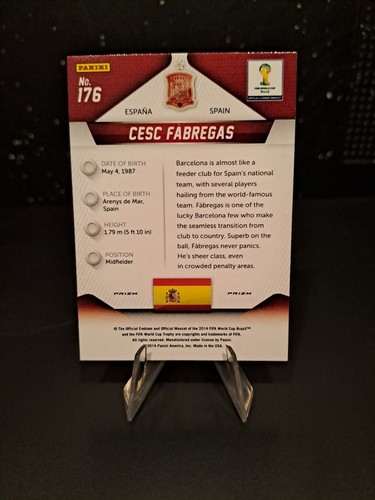 Cesc Fabregas SP Red / Gold Prizm Panini World Cup Brazil 2014 Spain - Picture 2 of 2