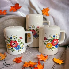 Provincial by Home Concepts Stoneware Floral Salt & Pepper & Cheese Set Korea