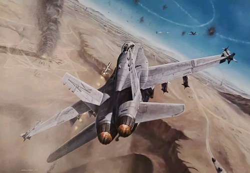 Morton Thiokol Poster - STING OF THE HORNET von Mark Waki 1990 - NAVY F/A-18A - Bild 2 von 10