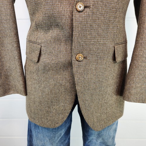 Saddlebred Mens Two Button Blazer Jacket Brown Graph Check Wool Blend Size 42R - Picture 5 of 17